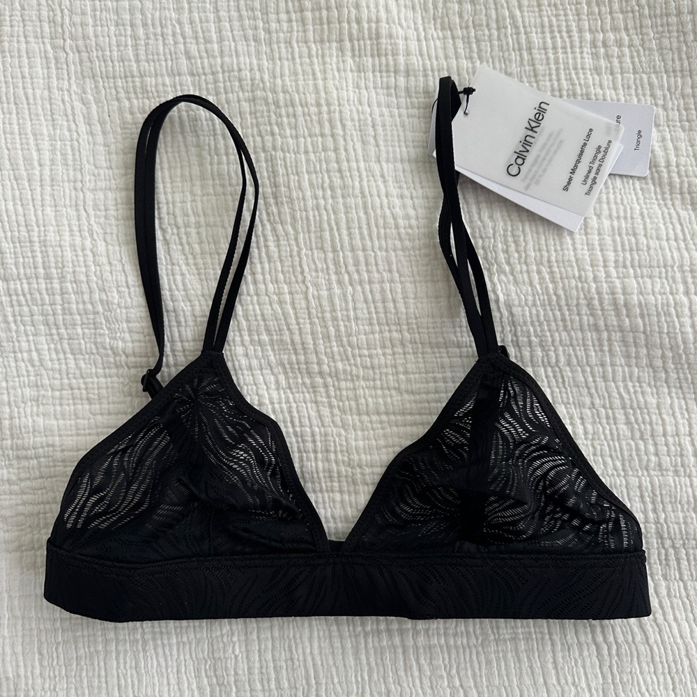Calvin Klein Sheer Black Triangle Marquisette Bra XS